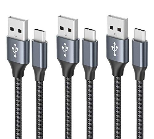 USB Type C ケーブル 【3本セット 1m/1m/2m】3A 急速充電 cタイプ QuickCharge3.0対応 高速データ転送 高耐久ナイロン素材 Samsung Galaxy S10 / Note / Huawei P30 / P20 lite / Sony Xperia XZ2 / XZ3 / Nintendo Switch / GoPro Hero 5/6 その他Android USB-C機器対応