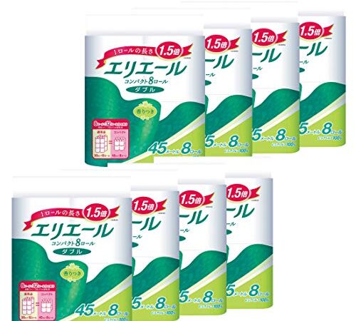 エリエール トイレットペーパー 1.5倍巻き 45m×64ロール(8ロール×8パック) ダブル パルプ100% リラックス感のある香り 【ケース販売】