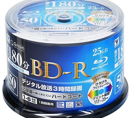 山善 キュリオム BD-R (1回録画用) (片面1層/1-6倍速/50枚スピンドル) 25GB BD-R50SP