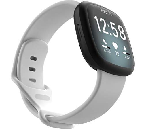 for Fitbit Versa 3バンド 交換用シリコーン 防水 ベルト調節可能 Fitbit Sense 対応 (S, ホワイト)