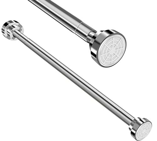 つっぱり棒 強力 伸縮棒 突っ張り棒 ステンレス 省スペース 長さ調節可能85-140cm 収納 ポール カーテンレール シャワーカーテンロッド 突っ張りラック室内 物干し竿 洗濯物干し 省スペース 穴あけ加工不要