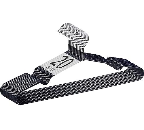 【Amazon.co.jp 限定】チチロバ(Titiroba) ハンガー すべらない 20本組 5色展開 滑り止め加工 スリム 軽量 ブラック