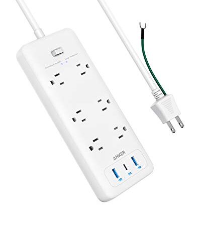 Anker PowerPort Strip PD 6（USBタップ 電源タップ コンセント差込口 6口 USB-C 1ポート USB-A 2ポート 延長コード 2m）【PSE技術基準適合 / USB Power Delivery対応 / ほこり防止シャッター】