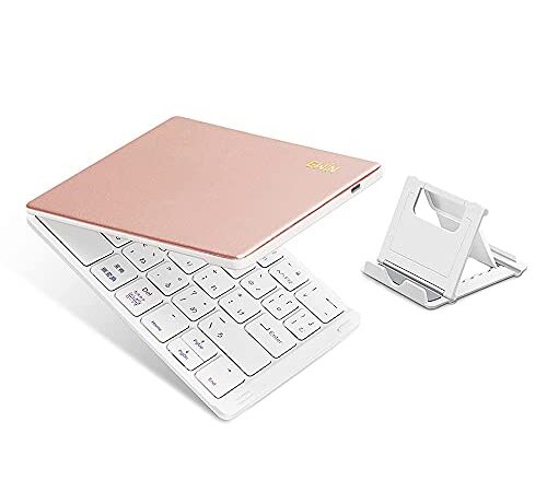 Ewin ワイヤレス キーボード Bluetooth 日本語配列 折りたたみ式 ブルートゥース キーボード マルチペアリング ４つシステム対応 無線 type-C充電式 携帯便利 パソコン用 スタンド付 ノートPC/iPad/iPhoneに対応