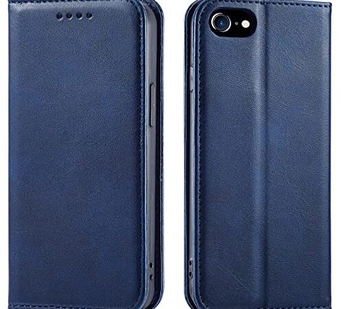 iPhone SE ケース 第3世代 iPhone SE(第2世代) ケース手帳型 iPhone7手帳ケース iPhone8手帳型 アイフォン7 手帳 スマホケース se3 カバー iPhone SE 第3世代 あいふぉん手帳型ケース カード収納 iphone case マグネット内蔵 スタンド機能 耐衝撃 薄型 軽量 防水 耐摩擦 シンプル 男女兼用 (iPhone7 / 8 / se 2020 / se 2022 4.7inch対応) ブルー