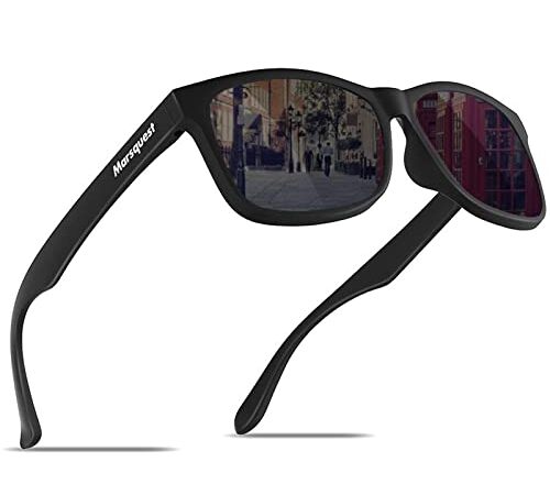 [MARSQUEST] サングラス 運転用 偏光サングラス 超軽量18g 抗衝撃 HD偏光レンズ UV400 紫外線カット サングラス メンズ ウェリントン型 ランニング 釣り 登山 ゴルフ 野球 おしゃれ ファッション レディース用 バイク用サングラス 収納袋付き