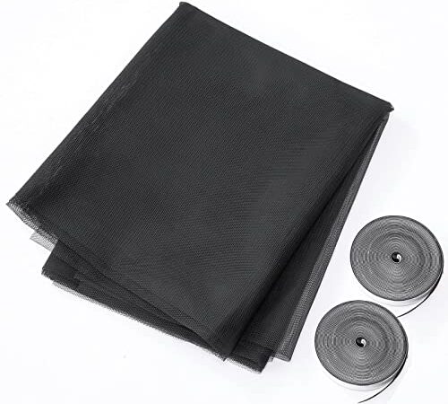 コモライフ 網戸ネット (面テープ付き) 網戸 張り替え 網戸の網 ネット 網 虫侵入防止 カットOK 開閉可能 簡単取り付け 貼るだけ 玄関網戸 網戸補修 快適換気 網目が細かい 窓 腰高窓 小窓 ホコリ 虫 キッチン トイレ (付属品：面テープ2個) 【網戸ネット：約150×200cm】 【面テープ：約1cm×5.6m】