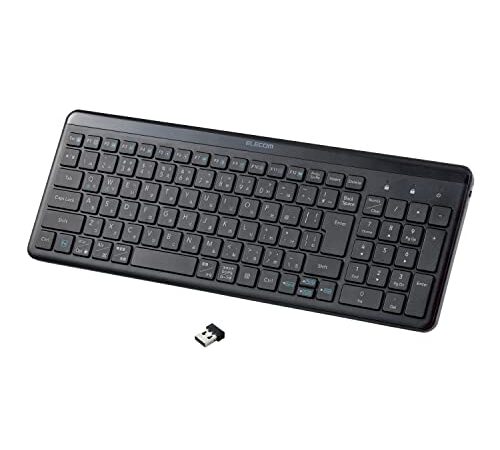 エレコム ワイヤレスキーボード 無線 2.4GHz 静音 テンキー付 薄型コンパクト Windows ChromeOS macOS対応 ブラック TK-QT30DMBK