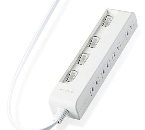 エレコム 電源タップ コンセント 個別スイッチ 省エネ スイングプラグ 横挿し 4個口 1m ホワイト T-E5C-2410WH