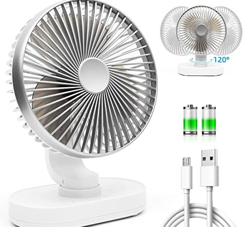 卓上扇風機 小型扇風機 静音 首振り 超強風 4段階風量調節 USB充電式4000mAhバッテリー内蔵 長時間連続使用 省エネ 軽量 熱中症対策