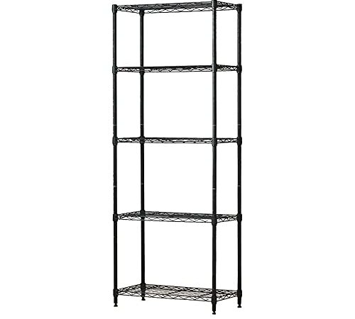 ドウシシャ ルミナス互換 5段 幅60 スリムスチールラック 棚 収納 黒 ブラック 全体耐荷重325kg 幅59.5cm×奥行29.5cm×高さ151.5cm M1560305BK 頑丈 ワイヤーシェルフ 奥行30 ポール径19mm パーツ対応 キッチン ランドリー