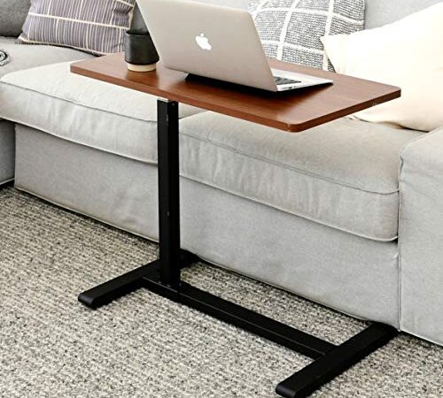[山善] 昇降式 サイドテーブル 高さ60-95㎝ 4cmの隙間に入る低床キャスター ガス圧昇降 無段階高さ調節 幅70cm ベッドテーブル PCテーブル 組立品 ウォルナット KUT-7040(WL/BK) 在宅勤務