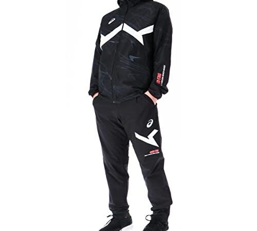 [アシックス] クロス薄手 ジャージ メンズ 上下 AIMTRG フード付き・フルジップ 2031D989/2031D992 ブラック 2XLサイズ