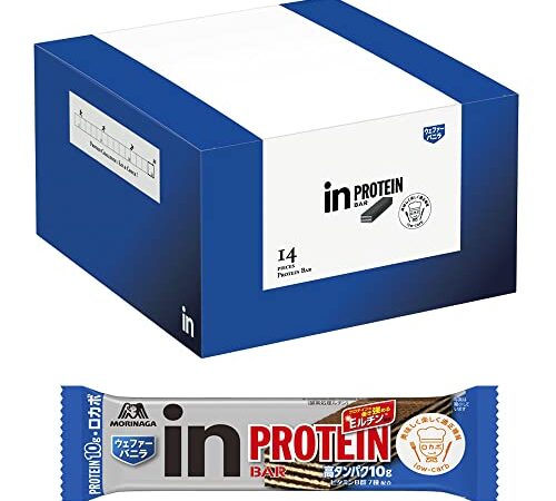 【Amazon.co.jp 限定】inバー プロテイン バニラ (14本入×1箱) プロテインバー ココアウエファーにバニラクリームのウェファータイプ 高タンパク10g ロカボ 糖質9.1g プロテインの働き強めるEルチン配合 森永製菓