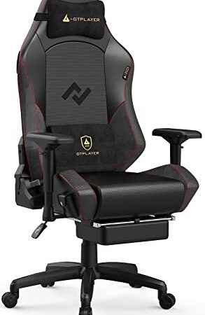 GTRacing ゲーミングチェア スピーカー付き オットマン付きリクライニング オフィスチェア [仕事用ゲーミングチェア] [音楽ゲーミングチェア] ゲーム用チェア フットレスト ハイバック/気孔付き皮革素材/4Dアームレスト/2023未来限定版/(GTPLYERシリーズ ACE-MARS-BRE))