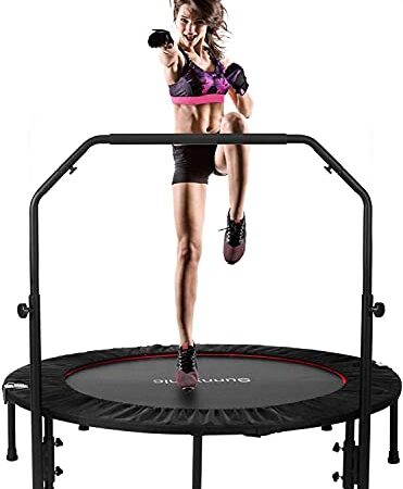 Sunnychic トランポリン 補助手すり付き 大型120cm 耐荷重200kg 折りたたみ 収納便利 安全静音設計 子供用 大人用 家庭用 エクササイズ用 トレーニング
