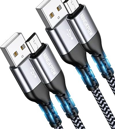 マイクロ usb ケーブル NINGKPOW Micro USB ケーブル【1M/2本セット】 急速充電 高速データ転送 Android充電ケーブル ps4コントローラー、Xperia、Galaxy、Nexus、AQUOS、ASUS、Kindle、Xbox、Echo Dot、Android 多機種スマホ対応 - グレー