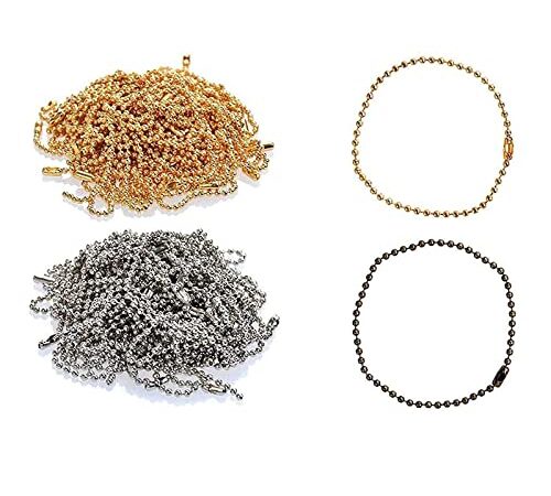 VEYLIN ボールチェーン シルバー ゴールド ライトゴールド ボール ジュエリーの製作用 手作素材 DIYチェーン アクセサリーパーツ (2色100PCS)