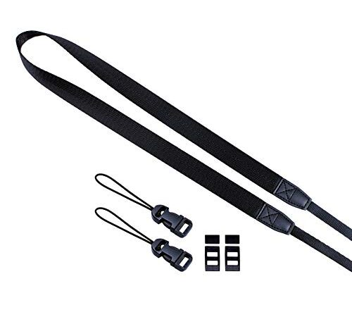 VKO スリムネックストラップ 長さ調節可能なショルダーストラップ 一眼レフ/ミラーレス/コンパクトカメラ用 (黒色）