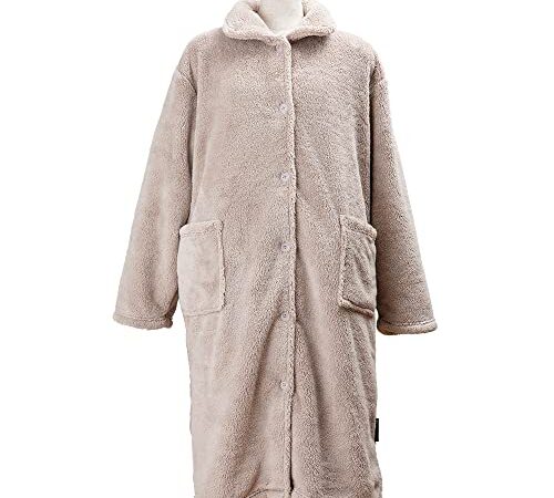 アイリスプラザ 着る毛布 着丈110cm レディース グレージュ ポケット付 暖かい マイクロミンクファー ルームウェア 部屋着 冬 静電気防止 洗える