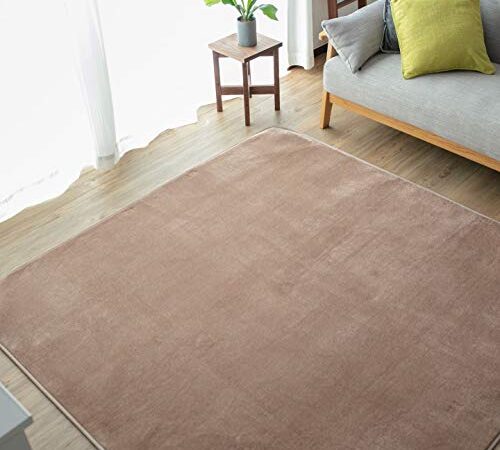 リプラクオール 洗える フランネル ラグ 約135×185cm ムジ柄・モカ RP001-135MATMO