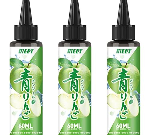 電子タバコ リキッド 青りんご メンソール 180ml 大容量 vapeリキッド ニードルボルト付き ニコチンなし タールなし ベイプ 爆煙 E-Liquid MEET