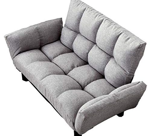 タンスのゲン ソファー 2人掛け リクライニング ひじ掛け ローソファ フロアソファ コンパクト ファブリック ソファ グレー 15210055 15 (64097)