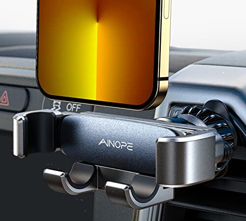 【2023最新進化クリップ&最強の安定】AINOPE スマホホルダー 車 車載ホルダー 重力式 エアコン吹き出し口 片手操作 スマホスタンド 回転可能 自由調節 手帳型ケース 車用 スタンド カー用品 iPhone 15 SE 14 13 12 Pro Max Xperia AQUOSなど4-7インチ全機種対応