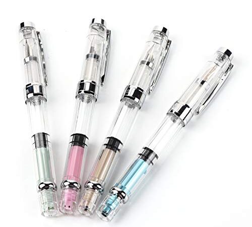 4本入り ピストン万年筆 0.5 mmペン先 極細 透明 大容量 クリスマス 新年 お誕生日 プレゼント