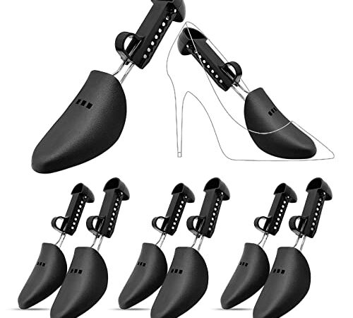 シューキーパー 靴伸ばし 4足セット 22-28cm 女性用 シューズストレッチャー 型崩れ防止 靴サイズ調整 抗菌、防虫、防カビ 通気性 シューツリー 軽量 丈夫 足の痛みを防ぐ プラスチック ブラック