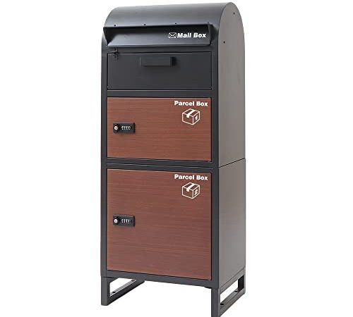 【同時購入で水筒プレゼント】 ヤマソロ 宅配ボックス ポスト メールボックス 郵便受け スタンドポスト 鍵付き ルグラン 73-180 73-181 (2段タイプ（ゼロリターンキー）, ブラック)