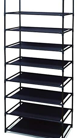 トレードワン シンプル フリー ラック 棚 8段 ブラック 外寸:約幅57cm×奥行28cm×高さ141cm 重さ1.4Kg 軽量 収納 組み立て 簡単