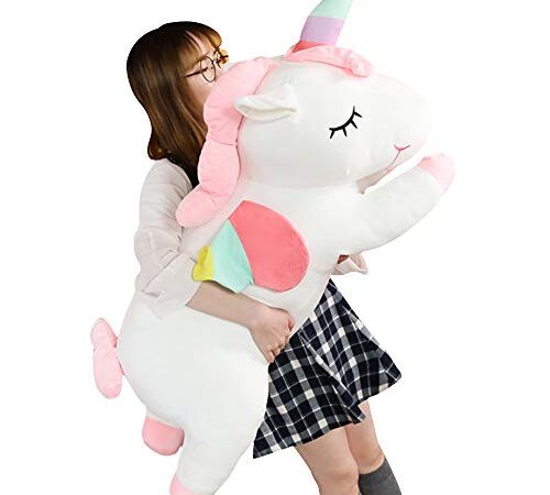 AIXINI ぬいぐるみ ユニコーン 抱き枕、昼寝クッション 縫いぐるみ 癒し 動物、可愛いかわいい柔らかい人形枕、コットン 子供のためのギフト (60cm,ホワイト)