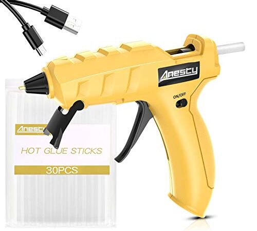 Anesty WGG-01 グルーガン コードレス 予熱時間が短い ぐるーがん 150ｓ予熱 邪魔なく ホビー用グルーガン 安全 ホットグルーガン 子供用 ボンドガン USB充電式 作業自由 強力 小型 グラフト用 グルーガンスティック30本付