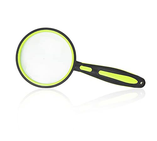 AnnTec 手持ちルーペ 拡大鏡 虫眼鏡 拡大レンズ 10倍ルーペ レンズ径50mm 携帯便利 高倍率タイプ 見やすい 大レンズ 地図 雑誌 新聞 読書用 子ども、高齢者及び専門家使用可能 (グリーン)