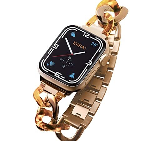 [エレコム] Apple Watch (アップルウォッチ) バンド 41mm 40mm 38mm [Apple Watch 8 7 SE2 SE 6 5 4 3 2 1 対応] ステンレス チェーンタイプ クリアパーツ ゴールド AW-41BDSSCPGD