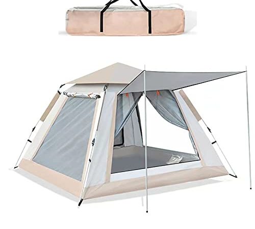 CHAMFAIR 2023最新 ワンタッチテント3-4人/4-6人用 設営簡単 コンパクト二重層 耐水圧3000mm 前室付きUVカット 紫外線防止 防風防水 撥水加工 通気 折りたたみ 前後ダブルドア 防虫対策 メッシュ窓付き 軽量 可愛い おおしゃれ アウトドア 公園 ピクニック 登山 花見 海水浴 キャンプ用品 災害 地震 旅行 緊急用 収納袋付 (215*215*143cm)