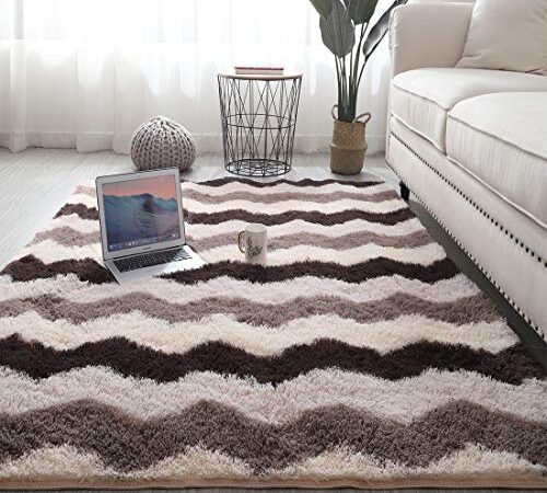 カーペット Gsogcax 長方形 ラグマット 極厚毛足約4.0cm 絨毯 防ダニ 滑り止め付 抗菌 防臭160×200cm(約2畳) 洗えるふわふわ 一年中使える 多色選 床暖房対応 冷房対策 (ブラウン, 160x200)