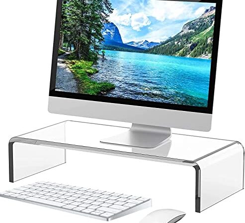 hengshao モニター台 モニタースタンド アクリル ディスプレイ台 パソコンスタンド ディスプレイ台 PCスタンド プリンタ台 机上台 キーボード収納 省スペース 姿勢改善 安定性 耐荷重25KG BT-123 (40.6x19x10cm)