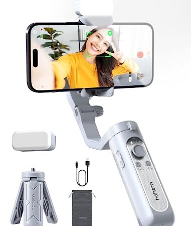 hohem XE Kit スマホジンバル 2023 hohem 7.0 3軸手ぶれ補正スタビライザー 磁気LEDライト調光可能 片手持ち&折畳み式 超軽量 259g 追跡撮影 手のポーズでコントロール 2000mAh大容量バッテリー 三脚 1/4ネジ穴 携帯性 Vlog作り 自撮り用 専用APP制御 Android/iPhone 14 Pro Max対応