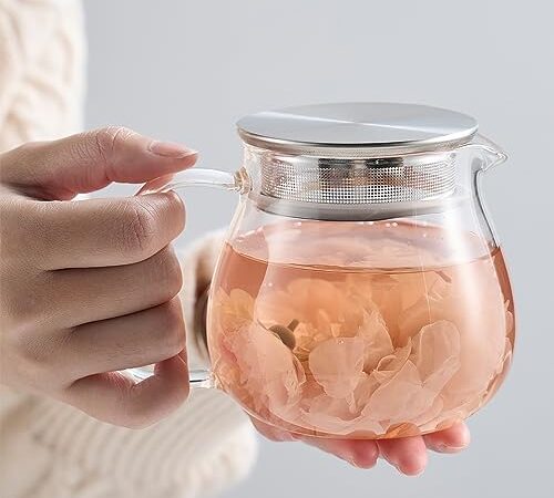 IwaiLoft ティーポット コーヒーサーバー 耐熱ガラス リーフポット・ ピュア 電子レンジ・食洗機対応 (450ml)