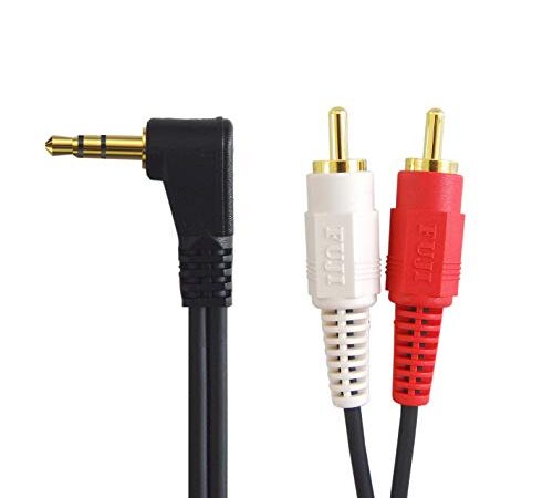 [フジパーツ]オーディオケーブル L型 3.5mm ステレオミニプラグ-ピンプラグ×2 (赤・白) 1m FVC-323L-1m