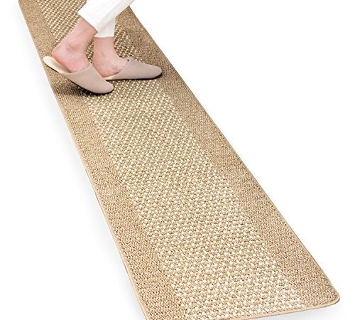 オカ (OKA) 優踏生 洗いやすいキッチンマット ベージュ 約45cm×240cm (洗える 台所マット ロング おしゃれ 日本製 ずれない すべり止め)