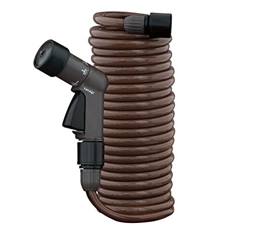 タカギ(takagi) ホース ホースリール スパイラルGホース 7.5m ブラウン おしゃれ R007SBR