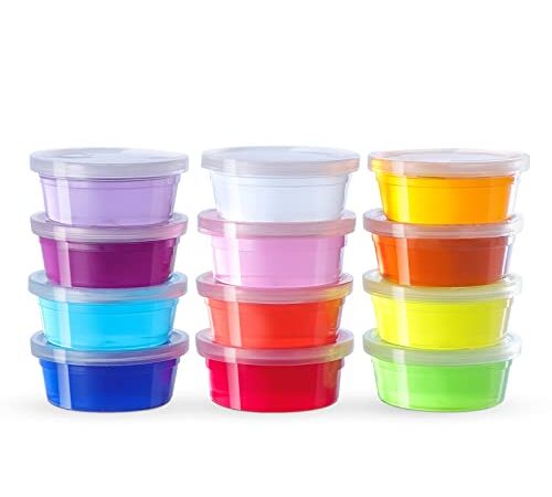 TecBillion スライム 12個 セット 水晶スライム Slime DIYねんど おもちゃ 抜き型 ヘラ ストロー付き お誕生日 お祭り プレゼントに最適 対象年齢 6歳以上