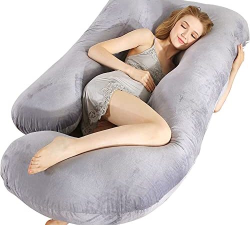 抱き枕 妊婦 だきまくら 低反発授乳クッション 多機能u字枕 マタニティ抱き枕 上半身を包み込むまくら 体圧分散 腰楽 カバー付き ライトグレー ROCYJULIN