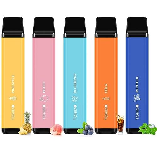 電子タバコ 使い捨て vape 12500回吸引可能 5風味セット メンソール入り 大容量 爆煙 水蒸気タバコ メンテナンス不要 ビタミン入り ニコチン0 タール0 禁煙 ベイプ O2Plus型 TORIDO