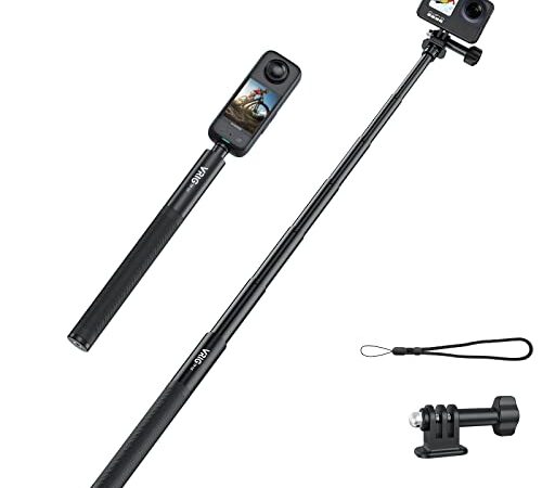VRIG Insta360用 自撮り棒 131cm見えない自撮り棒 長さ25cm から131cmまで調節可能 軽量 持ち運び便利 スキー/サイクリング/スケートボード/パルクール/スカイダイビングなどの録画ビデオ Insta360 ONE X3/X2 /ONE X/ONE/ONE R/EVO/GO2/DJI Osmo Action 2、Osmo Pocket/ GoPro Hero11/10/9/8/に対応