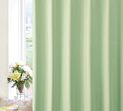 満天カーテン カーテン 遮光 北欧 おしゃれ 1級 【幅も丈も5cm単位で選べる 遮光カーテン】 全3000サイズ展開 1級 遮光カーテン 断熱 形状記憶加工 洗濯機OK セミ オーダーカーテン リサ-グリーン 幅100cm 丈 60cm 【1枚入】