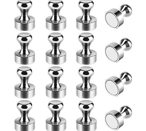 超強力マグネットピン 磁石押しピン マグネットフック 磁石ピン 16個セット 冷蔵庫/地図/ホワイトボード/事務所に最適 (16個)